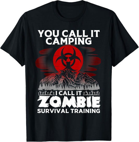 Funny Zombie Survival Camping Gift Boys Girls Cool Camp T-Shirt - T-Shirt | Black
