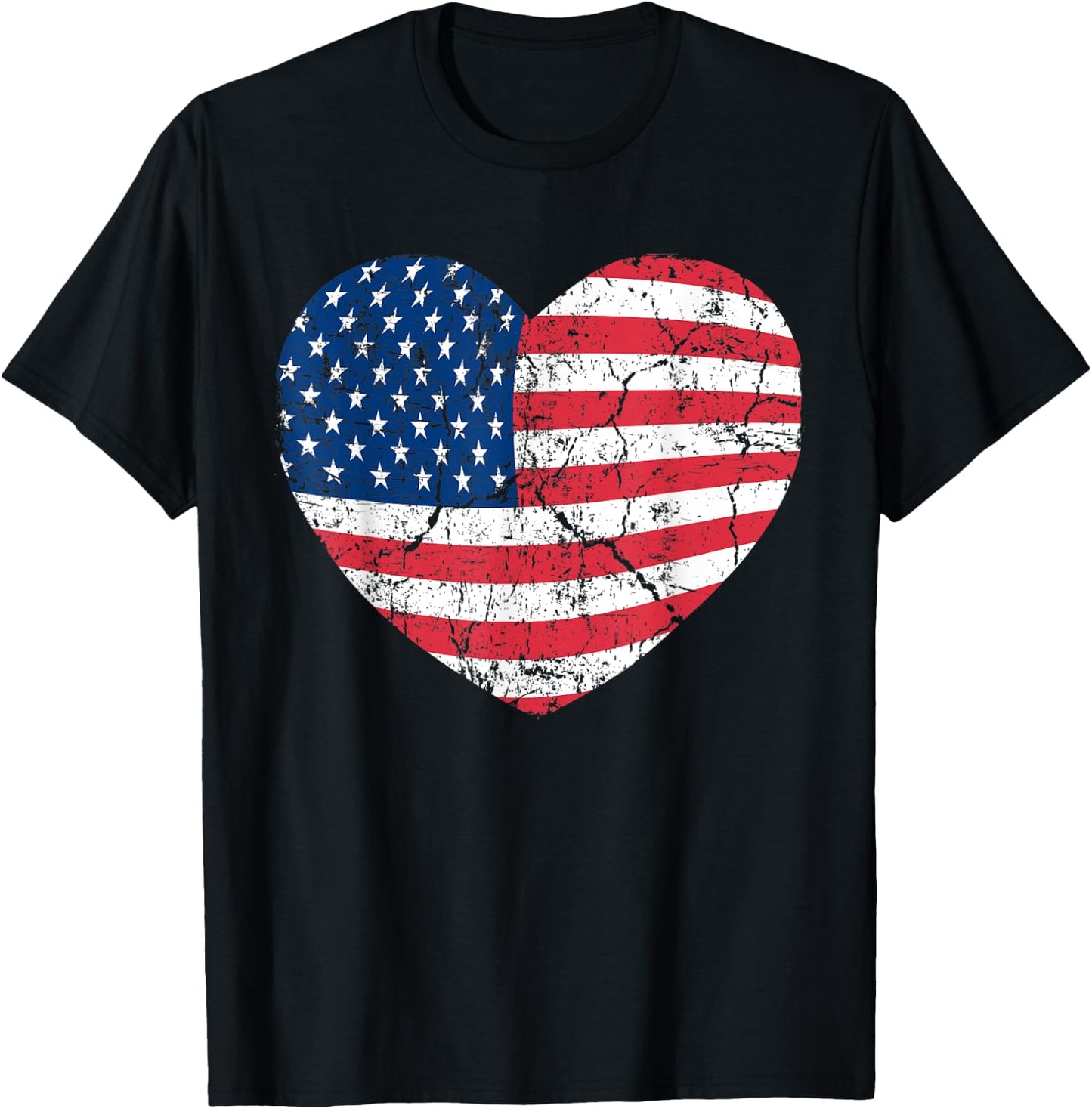 America Heart Love America Shirt Heart Flag T-Shirt - T-Shirt | Black