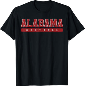 Alabama Softball Red Vintage Text T-Shirt - T-Shirt | Black