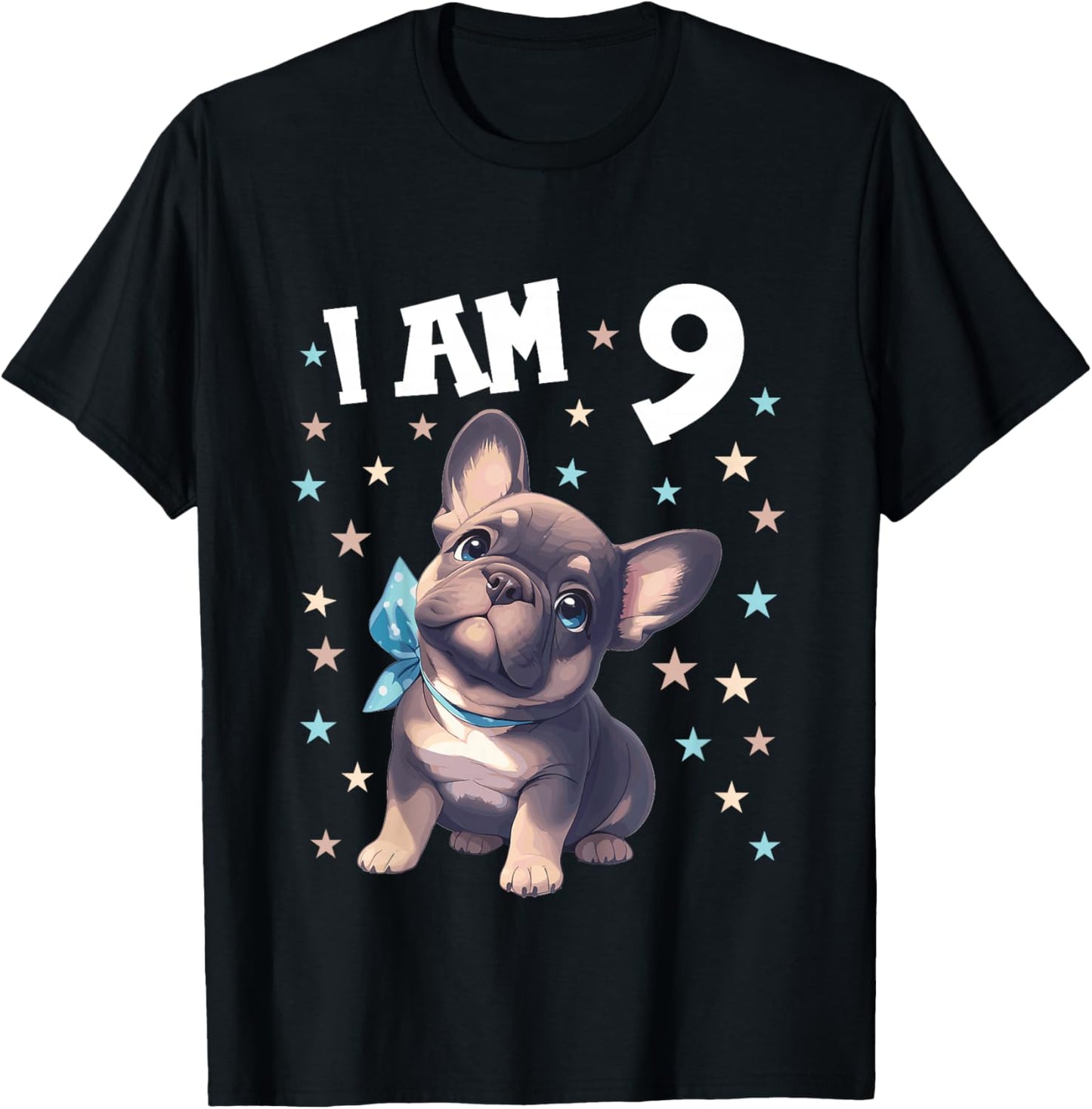 Kids 9 Years old 9th birthday French Bulldogs French Bulldog T-Shirt - T-Shirt | Black