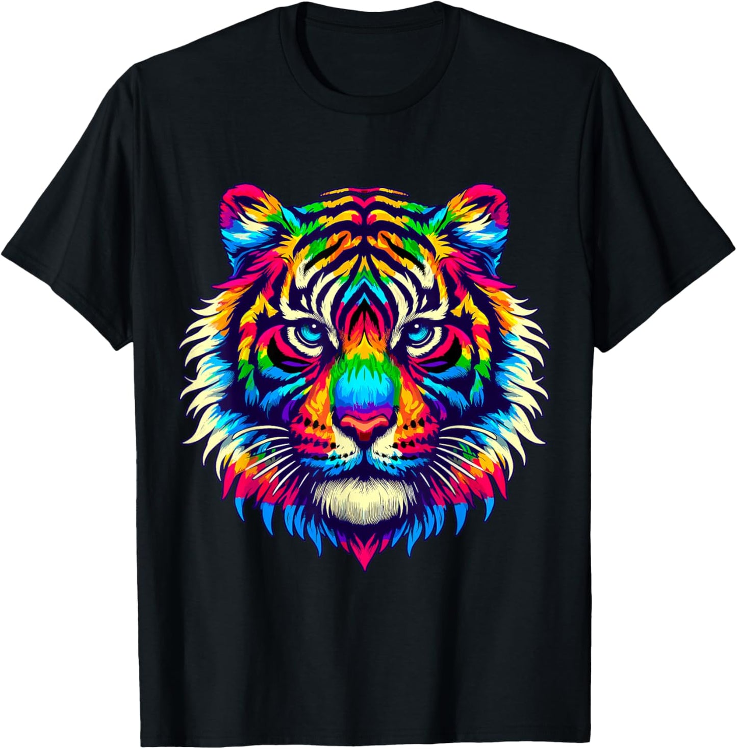 Tie-Dye Tiger Hippie Peace T-Shirt - T-Shirt | Black