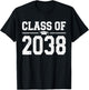 Class of 2038 Grow With Me Graduation Vintage Kindergarten T-Shirt - T-Shirt | Black