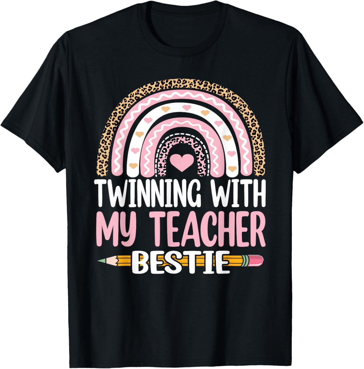 Twinning with my teacher bestie rainbow Matching teachers Women Kids T-Shirt - T-Shirt | Black