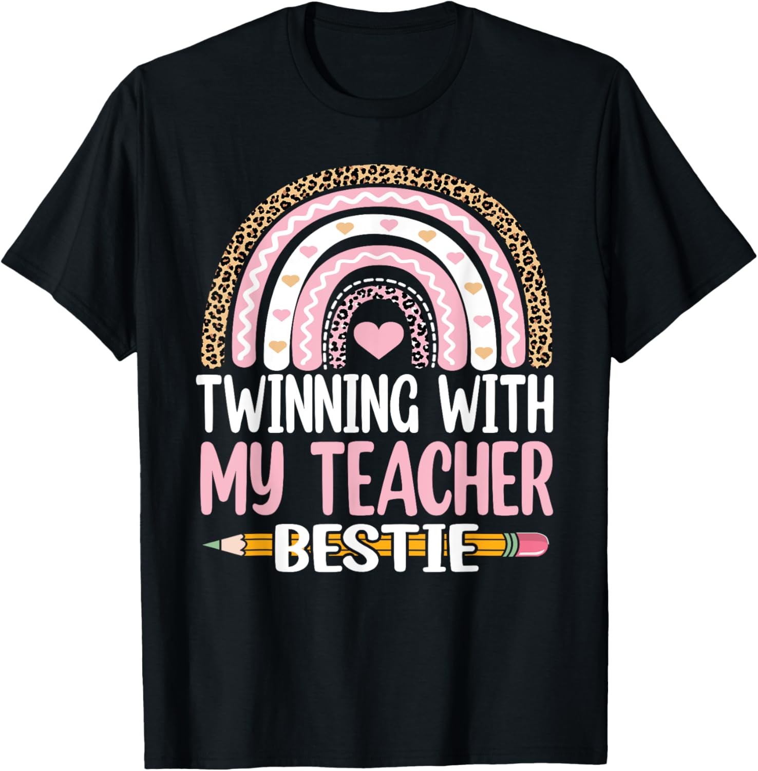 Twinning with my teacher bestie rainbow Matching teachers Women Kids T-Shirt - T-Shirt | Black