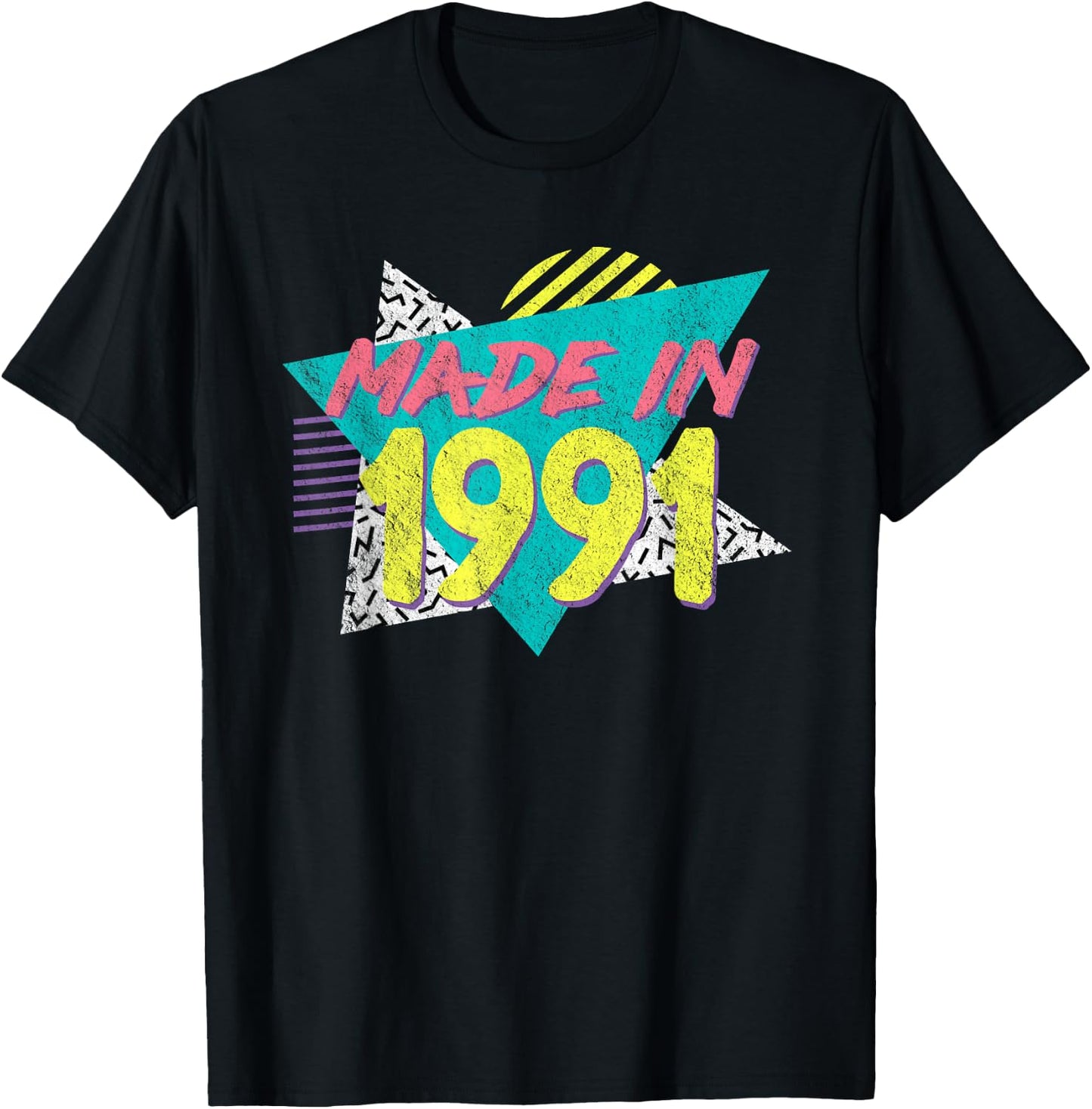 Made in 1991 Retro Vintage 34th Birthday T-Shirt - T-Shirt | Black