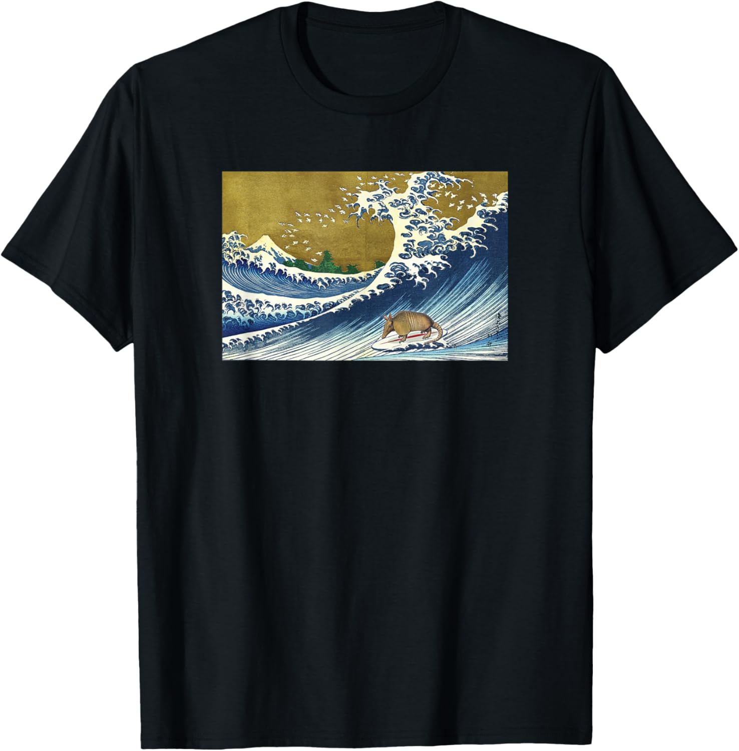 Funny Retro Vintage Surfing Wave Armadillo Lover T-Shirt - T-Shirt | Black