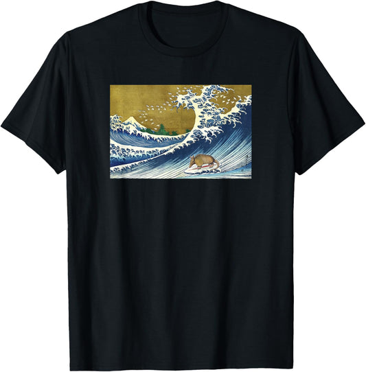 Funny Retro Vintage Surfing Wave Armadillo Lover T-Shirt - T-Shirt | Black