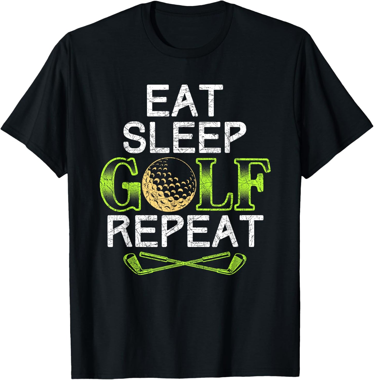 Funny Golfer Gift Eat Sleep Golf Repeat Fathers Day Golf T-Shirt - T-Shirt | Black