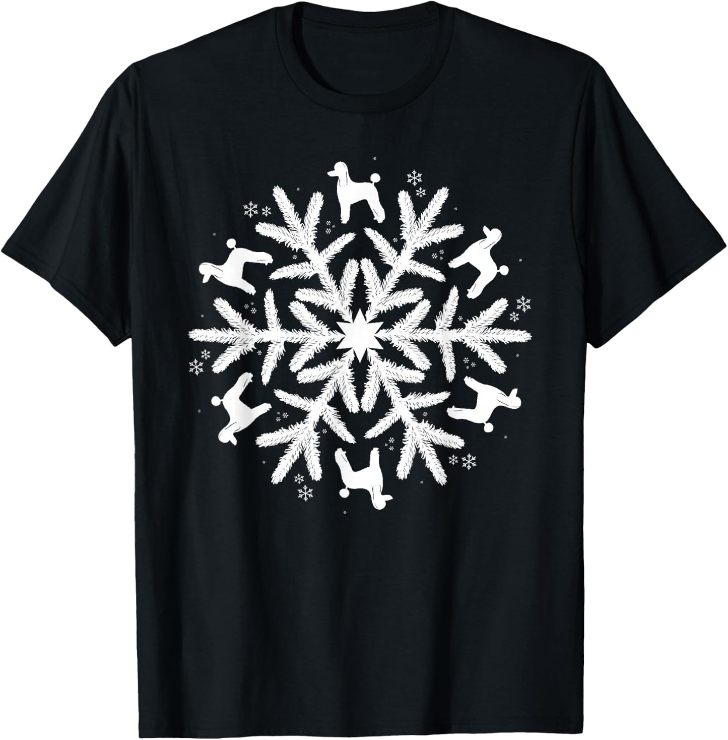Snowflake Christmas Poodle T-Shirt - T-Shirt | Black