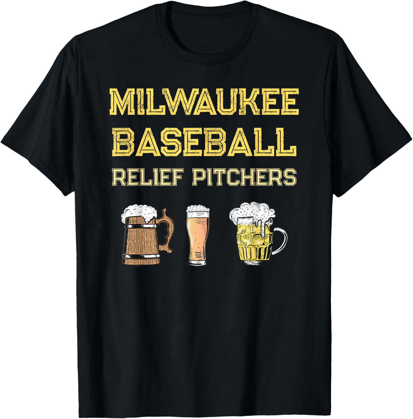 Classic Milwaukee Baseball & Beer Fan Retro Wisconsin T-Shirt - T-Shirt | Black