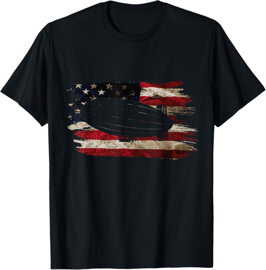 Retro Zeppelin 70s Dirigible Blimp Airship Zepelin Zepplin T-Shirt - T-Shirt | Black