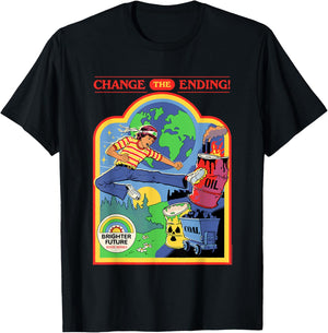 Steven Rhodes Change The Ending Environment Retro Dark Humor T-Shirt - T-Shirt | Black