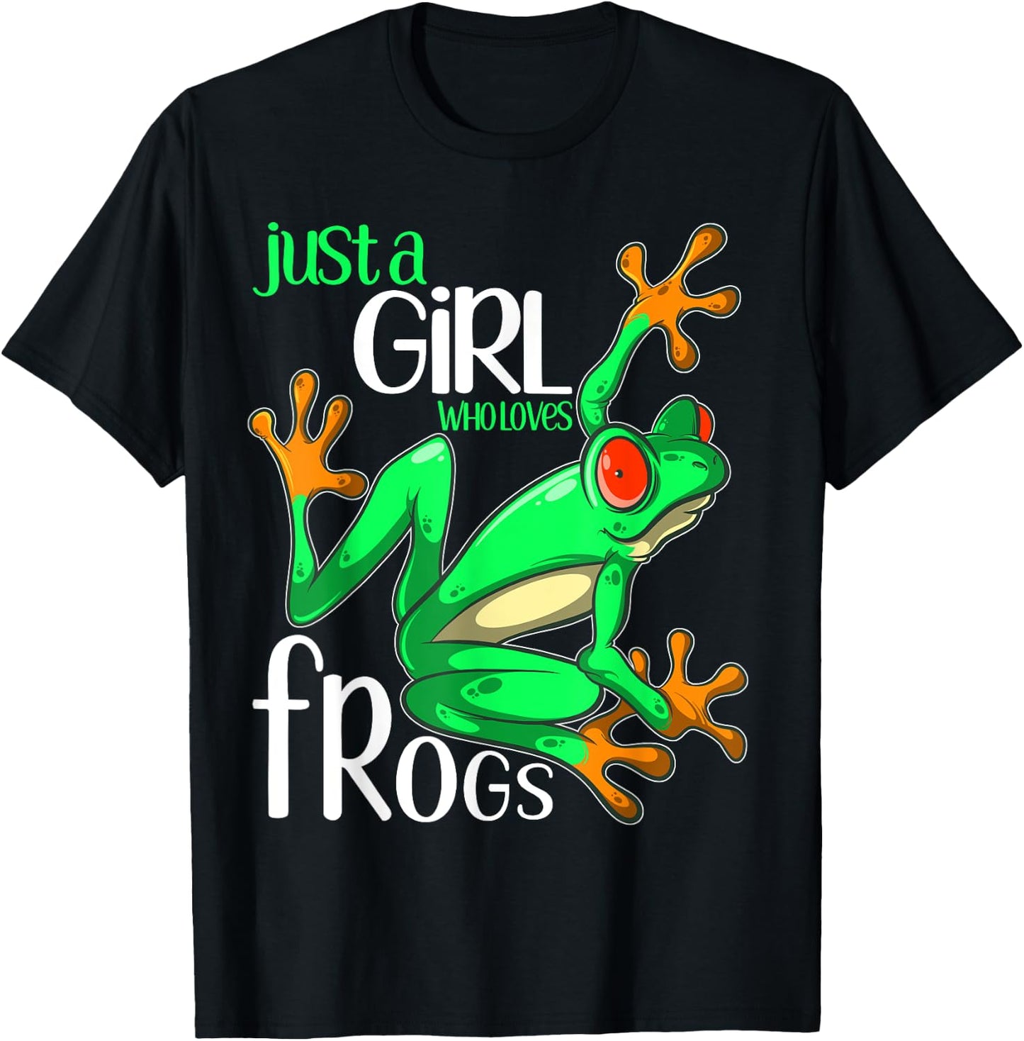Just a Girl Who Loves Frogs Gift and Girls Frog T-Shirt - T-Shirt | Black