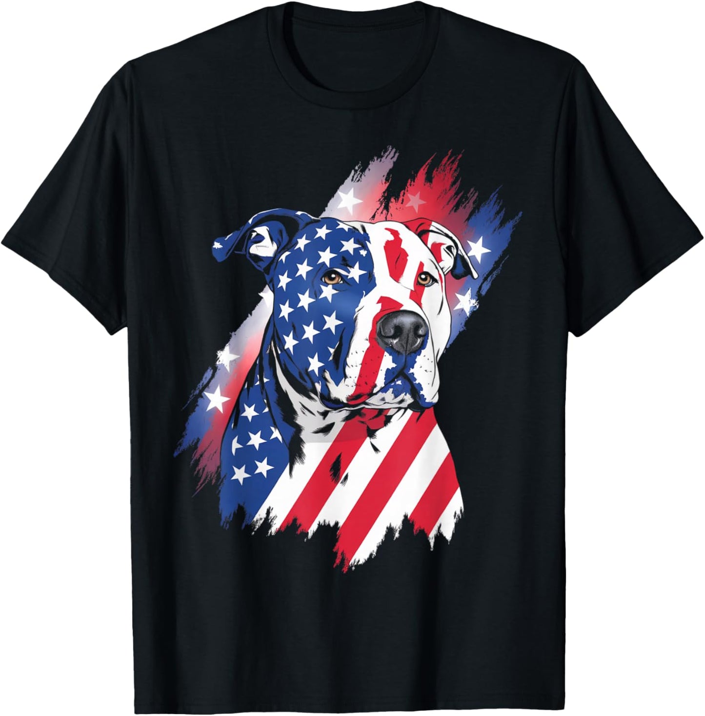 4th Of July American Flag Patriotic Pitbull Terrier T-Shirt - T-Shirt | Black