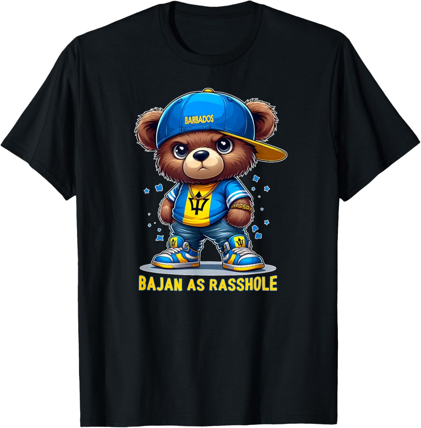 BAJAN AS RASSHOLE Cute Teddy Bear Barbados Flag Souvenir T-Shirt - T-Shirt | Black