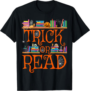 Trick or Read Funny Halloween Teacher Book Library Reading T-Shirt - T-Shirt | Black