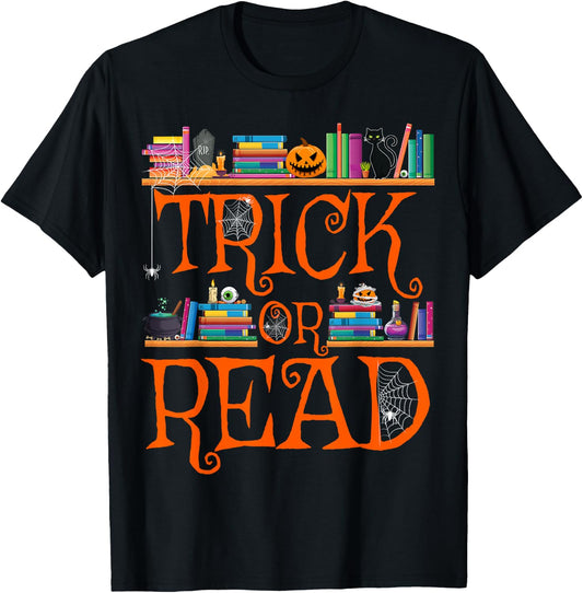 Trick or Read Funny Halloween Teacher Book Library Reading T-Shirt - T-Shirt | Black