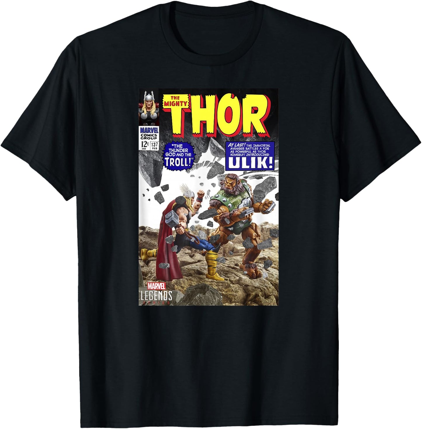 Marvel Legends Series Thor VS Olik Troll Comic Cover T-Shirt - T-Shirt | Black