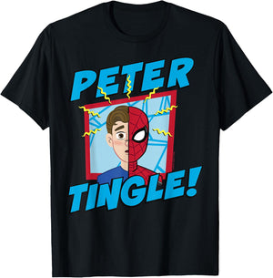 Marvel Spider-Man Far From Home Peter Tingle Poster T-Shirt - T-Shirt | Black