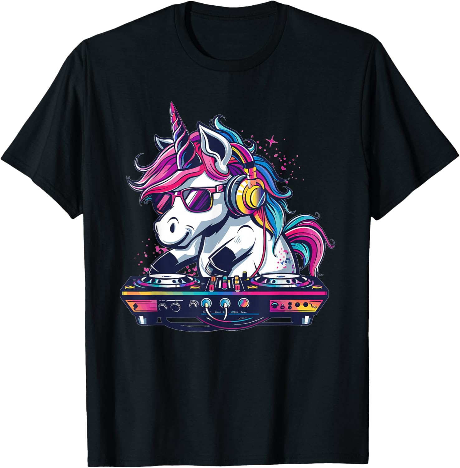 Music DJ Discjockey Art I Kids Deejay -Child Cartoon Themed , Black, Small T-Shirt - T-Shirt | Black
