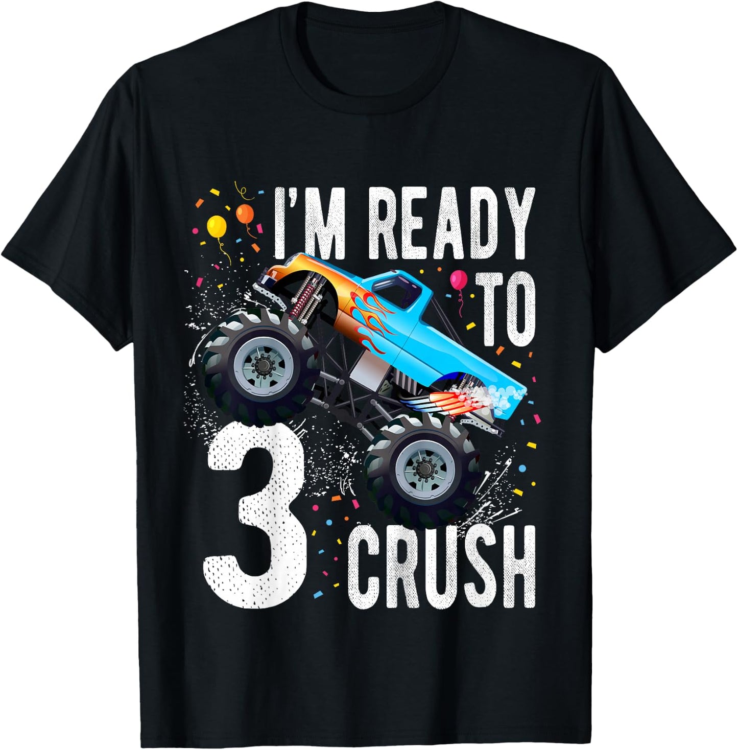 Kids 3rd Birthday Boy Monster Truck 3 Year Old Matching Family T-Shirt - T-Shirt | Black