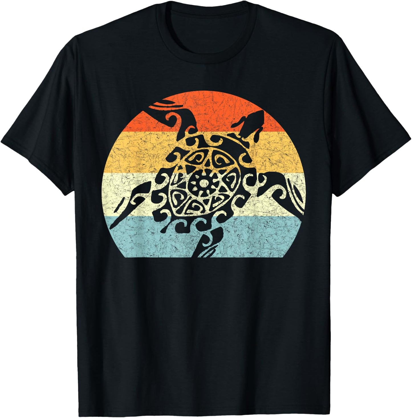 Sea Turtle Vintage Retro Throwback Vacation T-Shirt - T-Shirt | Black