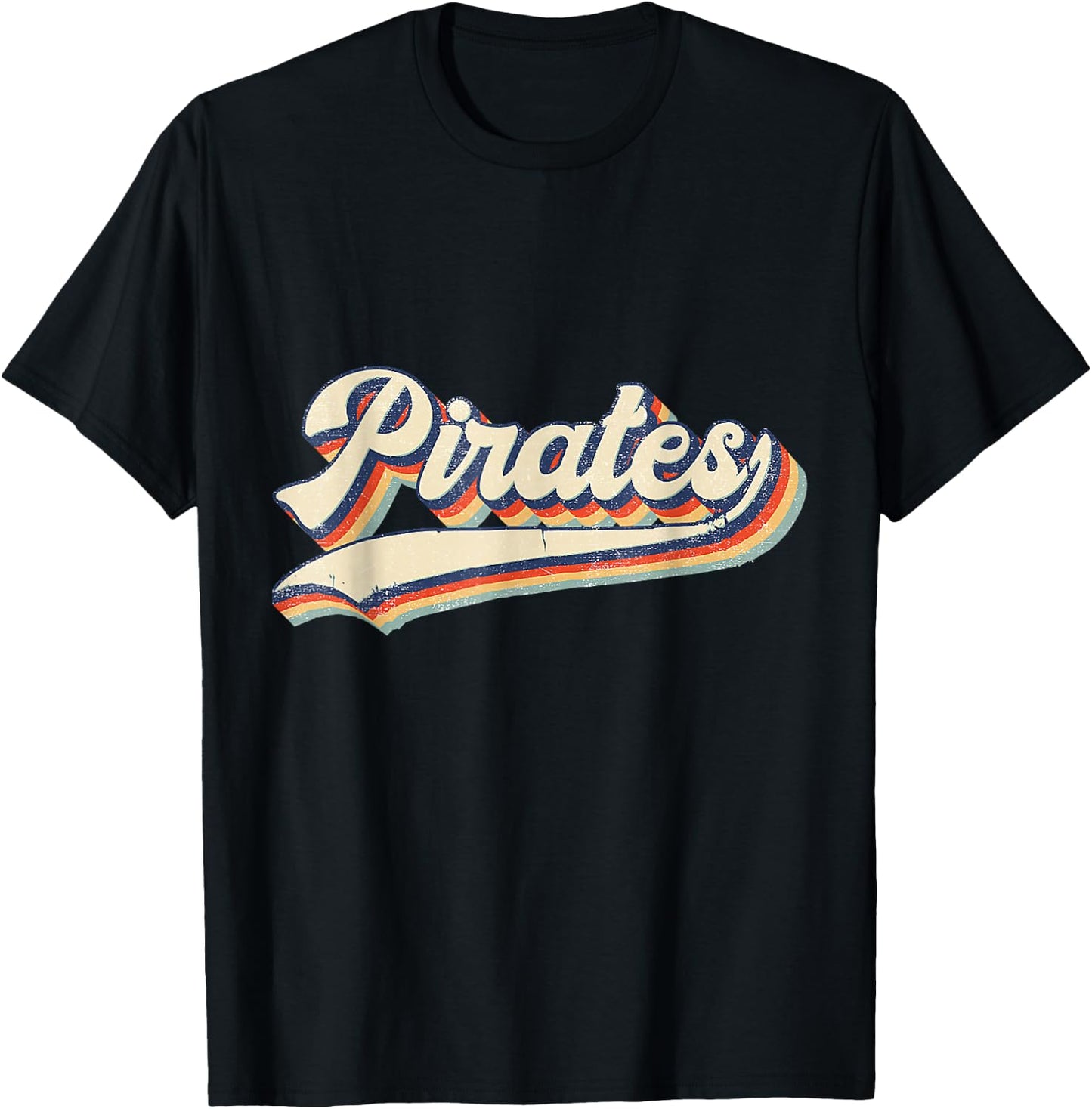 Pirates Sports Name Vintage Retro Women Boy Girl T-Shirt - T-Shirt | Black