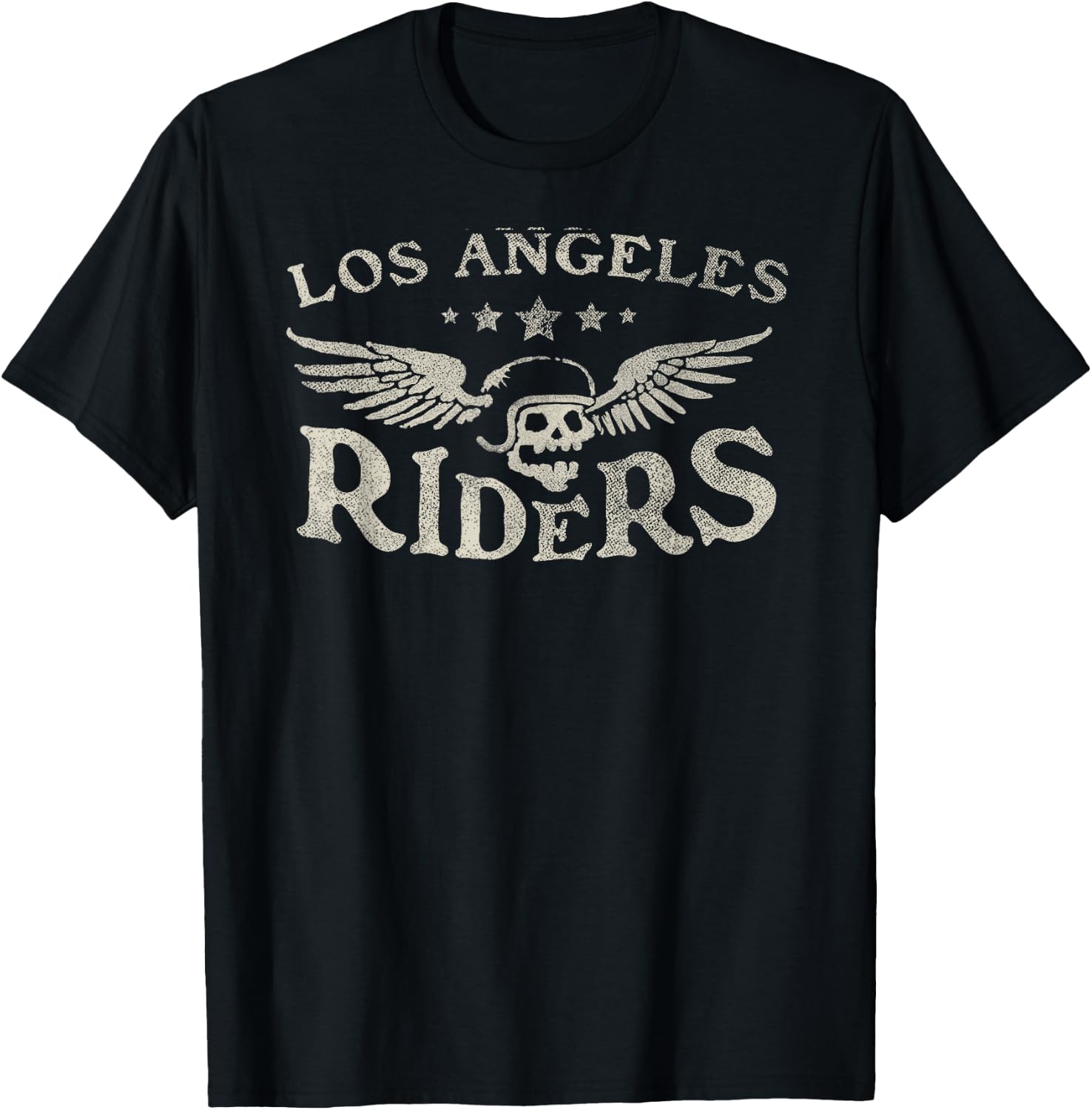 Los Angeles Riders - Motorcycle Skull Wings T-Shirt - T-Shirt | Black