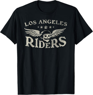 Los Angeles Riders - Motorcycle Skull Wings T-Shirt - T-Shirt | Black