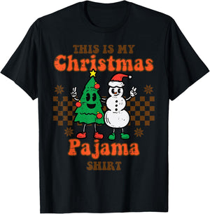 This Is My Christmas Shirt Snowman Retro Xmas Men Women Kids T-Shirt - T-Shirt | Black