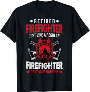 Retired Firefighter Firefighters Fireman Dad T-Shirt - T-Shirt | Black