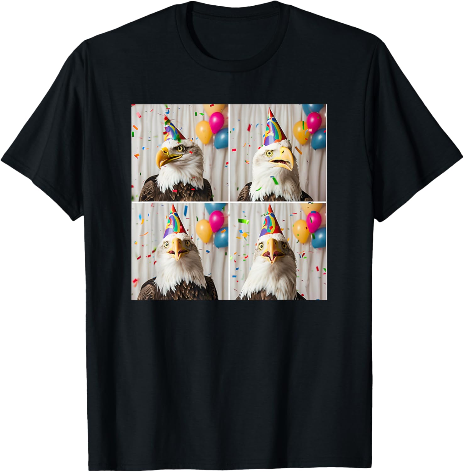 Bald Eagle Face Happy Bird Of Prey Portrait Eagle Birthday T-Shirt - T-Shirt | Black