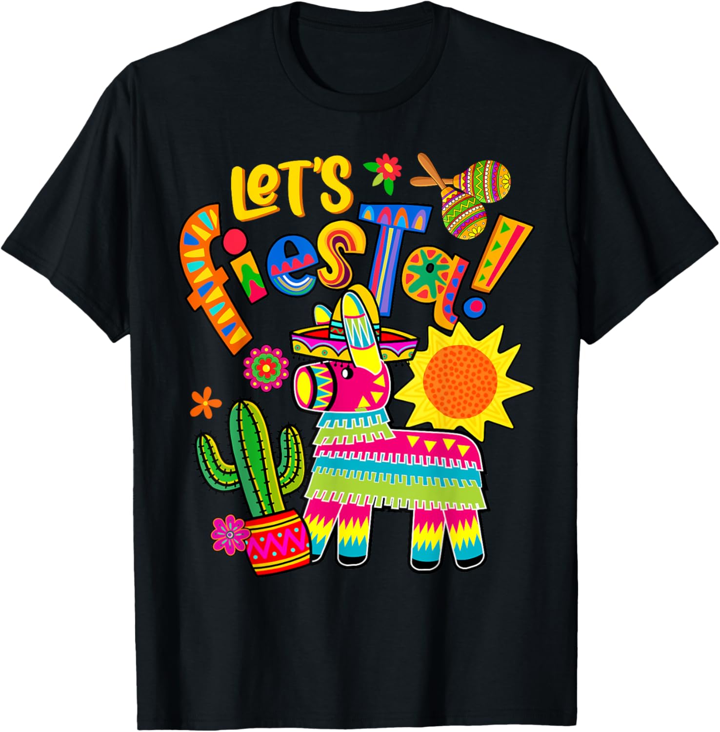 Let's Fiesta Cinco De Mayo Camisa Mexicana Hombre Mexico T-Shirt - T-Shirt | Black