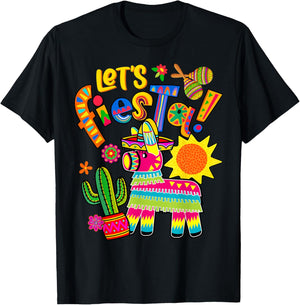 Let's Fiesta Cinco De Mayo Camisa Mexicana Hombre Mexico T-Shirt - T-Shirt | Black