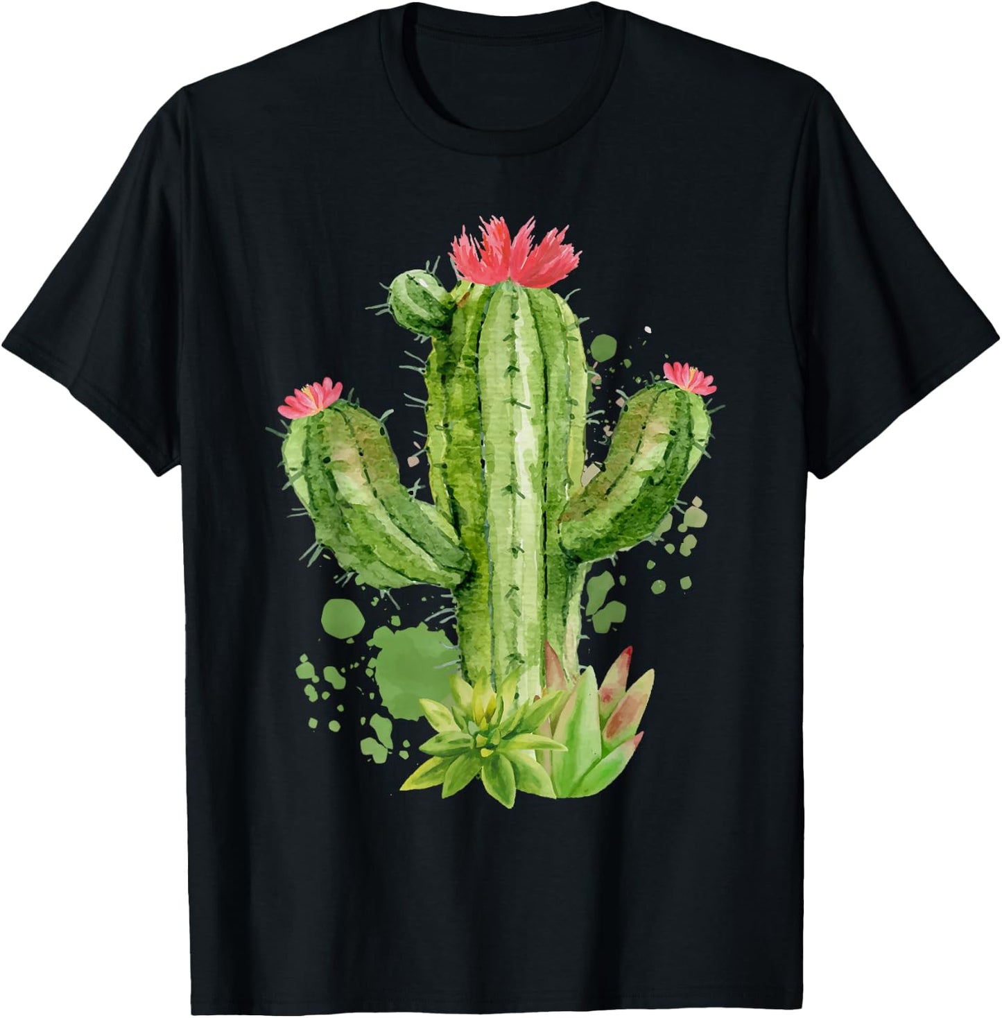 Cute Blooming Cactus Flowers Cacti Succulents Lover T-Shirt - T-Shirt | Black