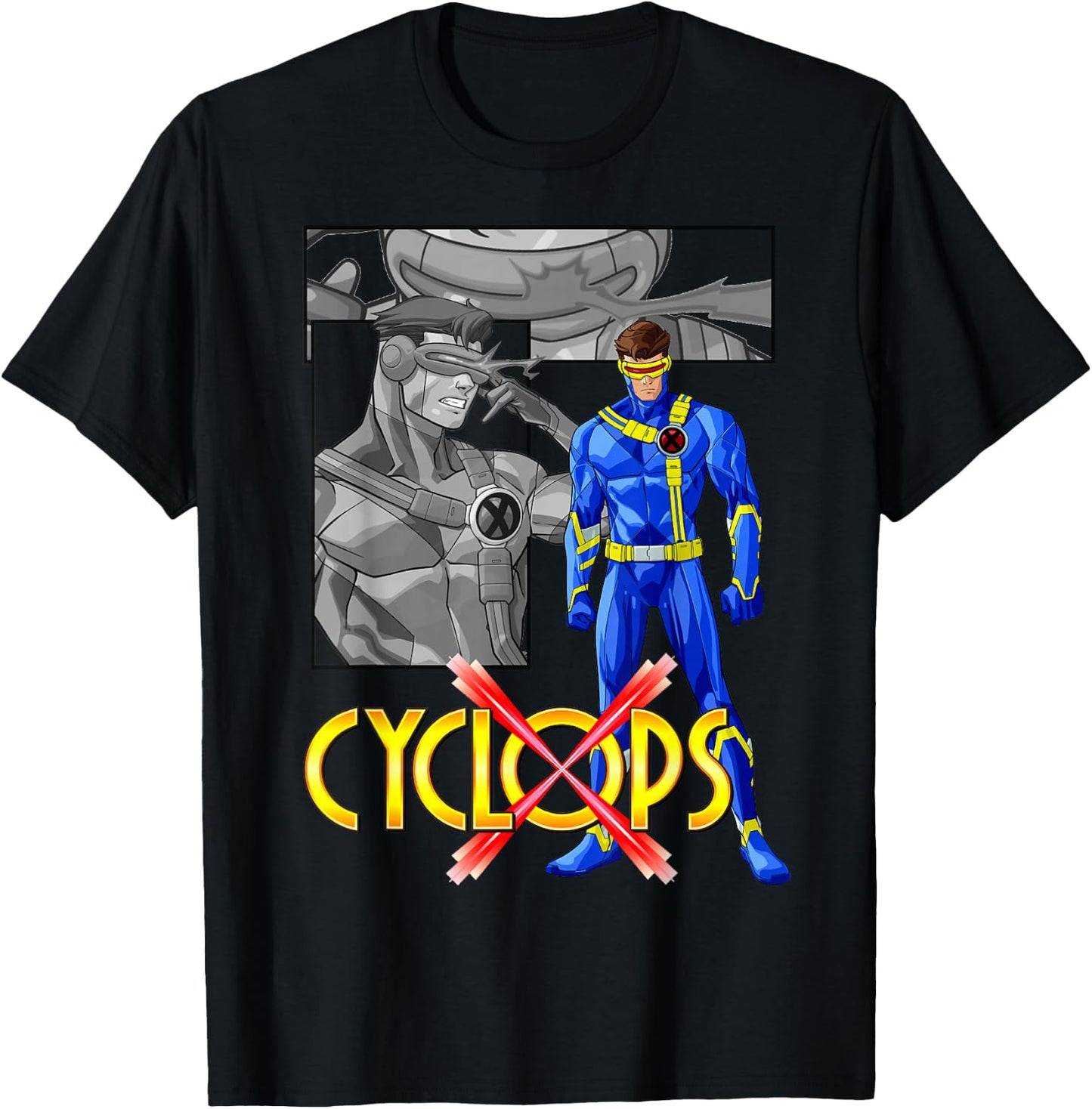 Marvel X-Men Cyclops Collage Panel Logo T-Shirt - T-Shirt | Black