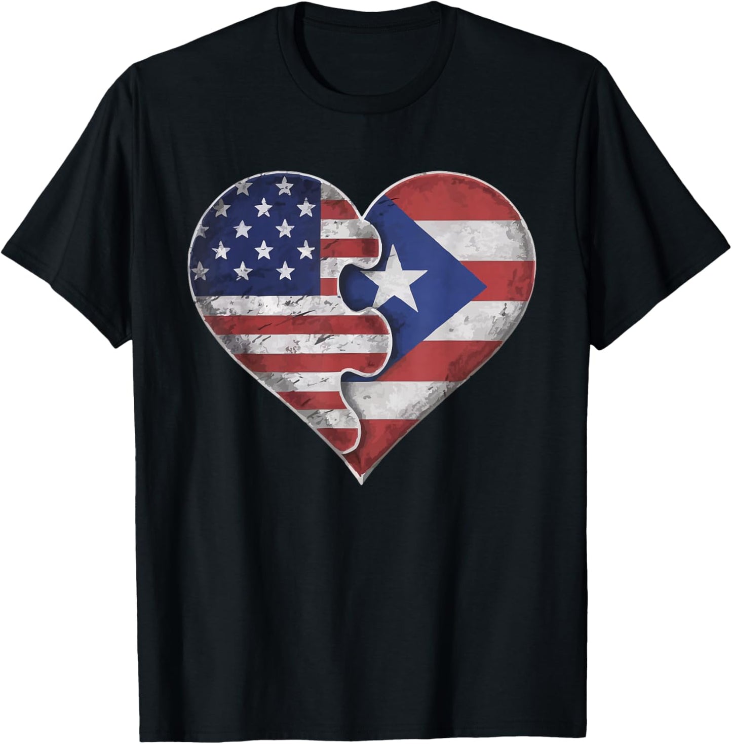 Half Puerto Rican Half American USA Flag Puerto Rico T-Shirt - T-Shirt | Black