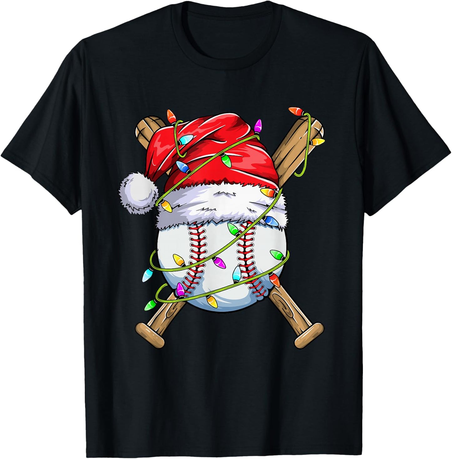 Santa Sports Design Boys Christmas Baseball Player T-Shirt - T-Shirt | Black