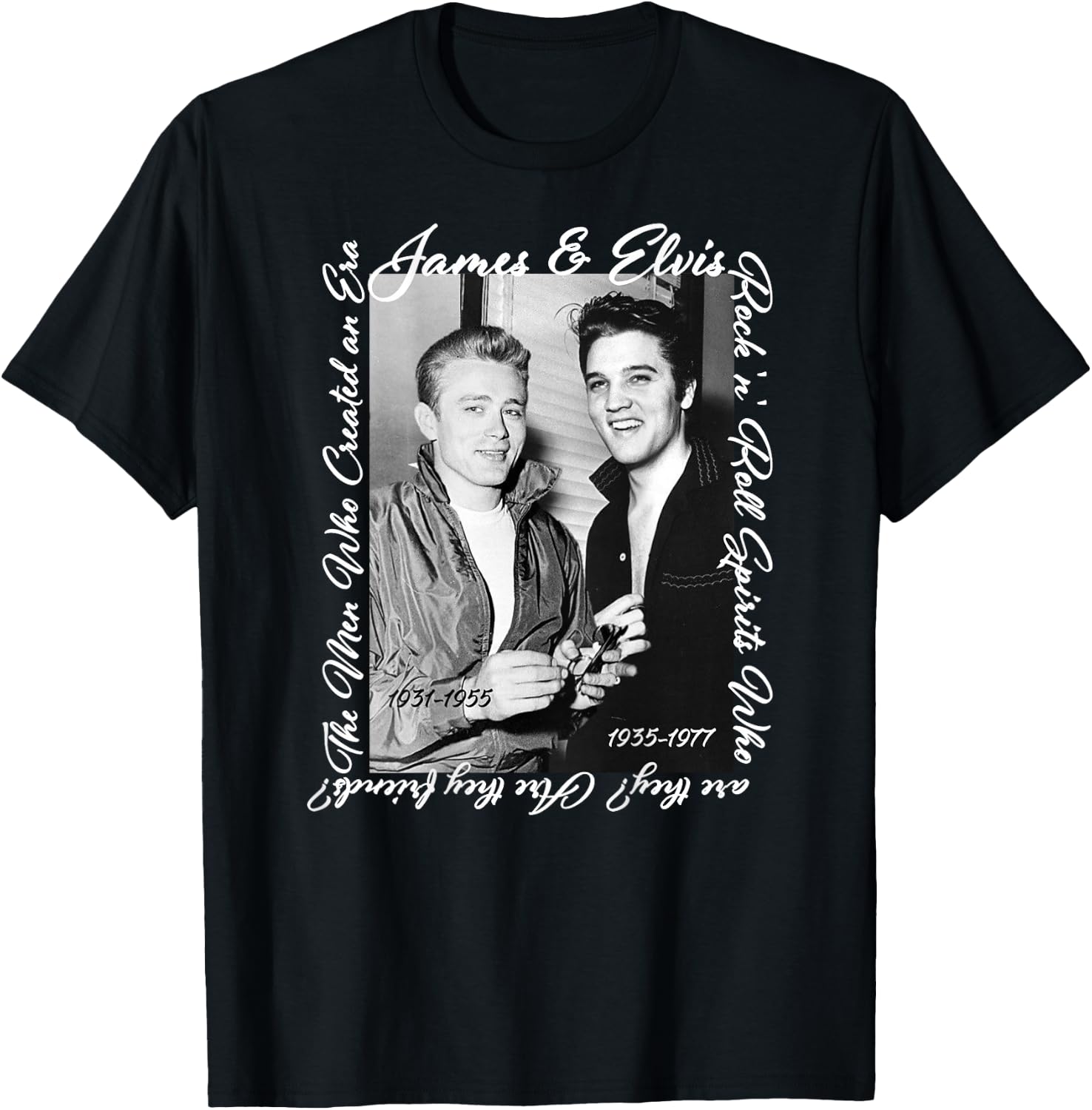 James Dean_Elvis Presley_Back Printed T-Shirt - T-Shirt | Black