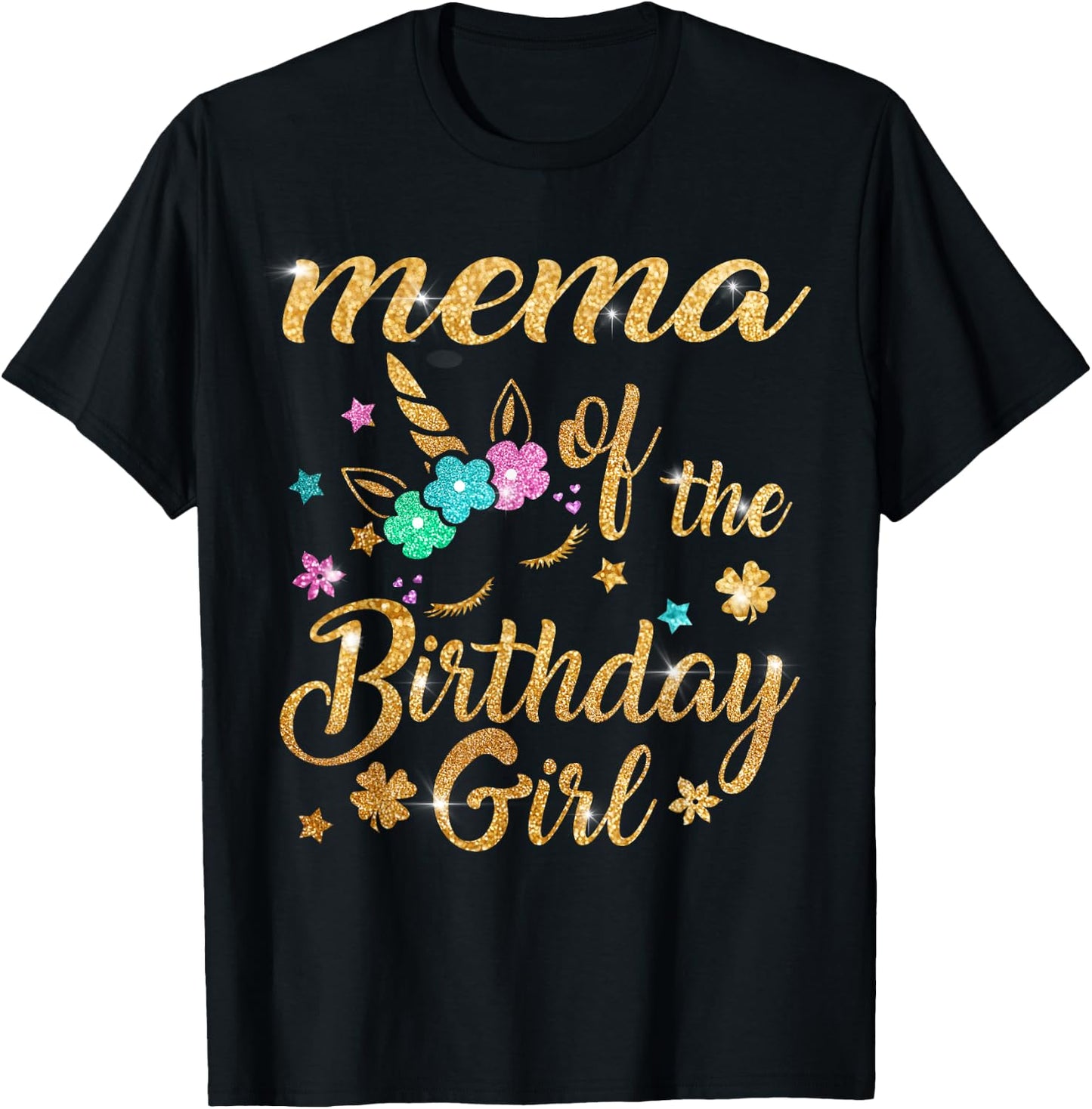 Mema of The Birthday Girl Unicorn Grandma T-Shirt - T-Shirt | Black