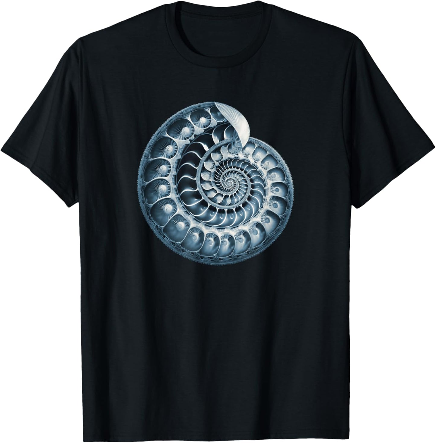 Fibonacci, spiral, shell, snail, phi, symbol, golden ratio T-Shirt - T-Shirt | Black
