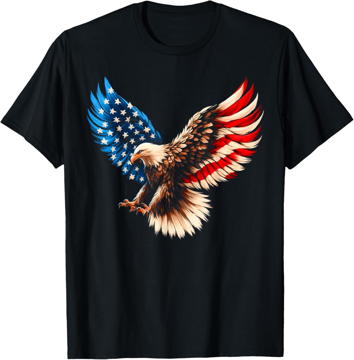 Bald Eagle & Patriotic American Flag 4th Of July T-Shirt - T-Shirt | Black