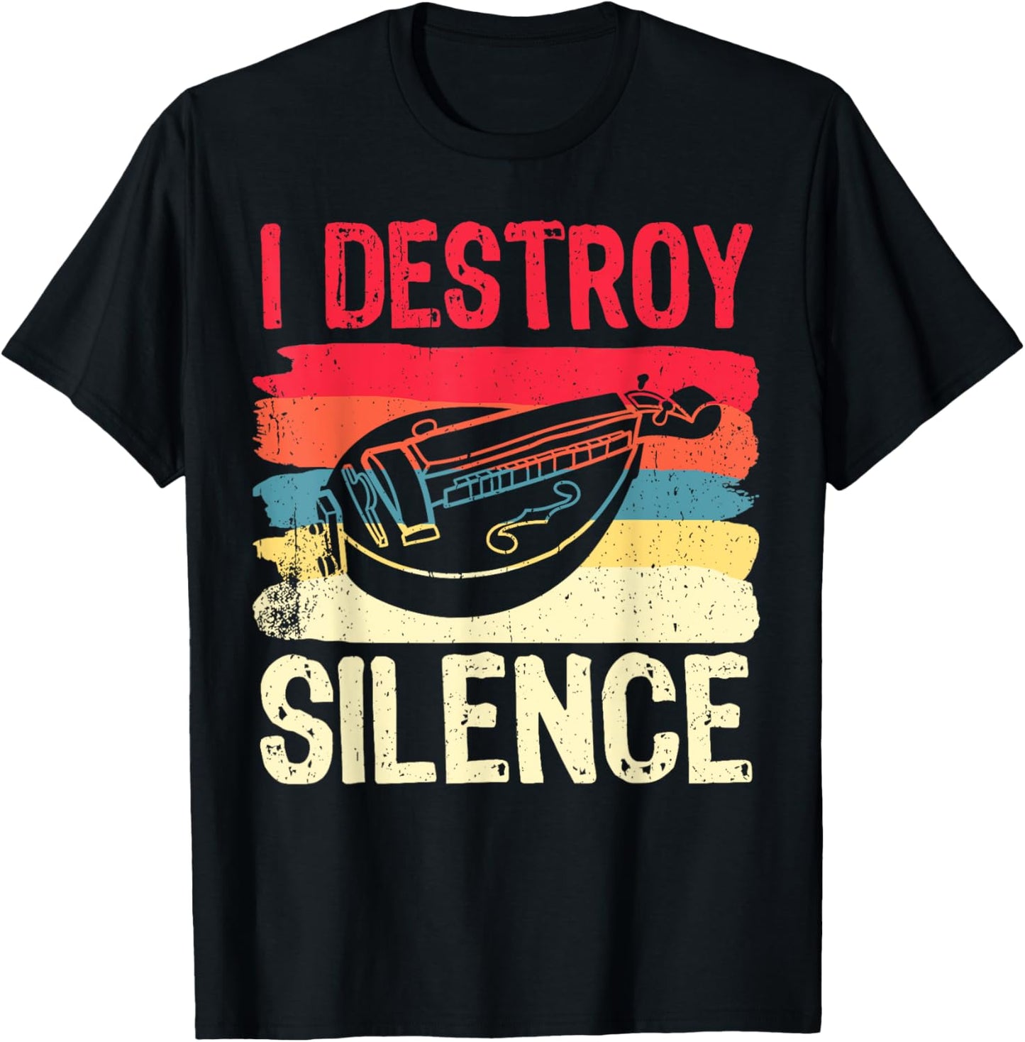 Funny Hurdy gurdy Shirt I Destroy Silence Musician Player T-Shirt - T-Shirt | Black
