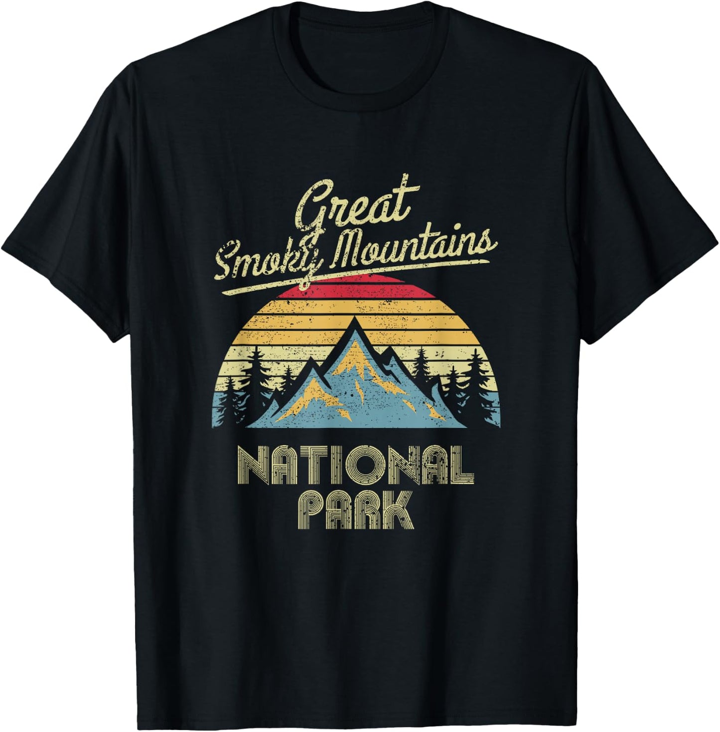 Vintage Great Smoky Mountains National Park Mountain T Shirt T-Shirt - T-Shirt | Black