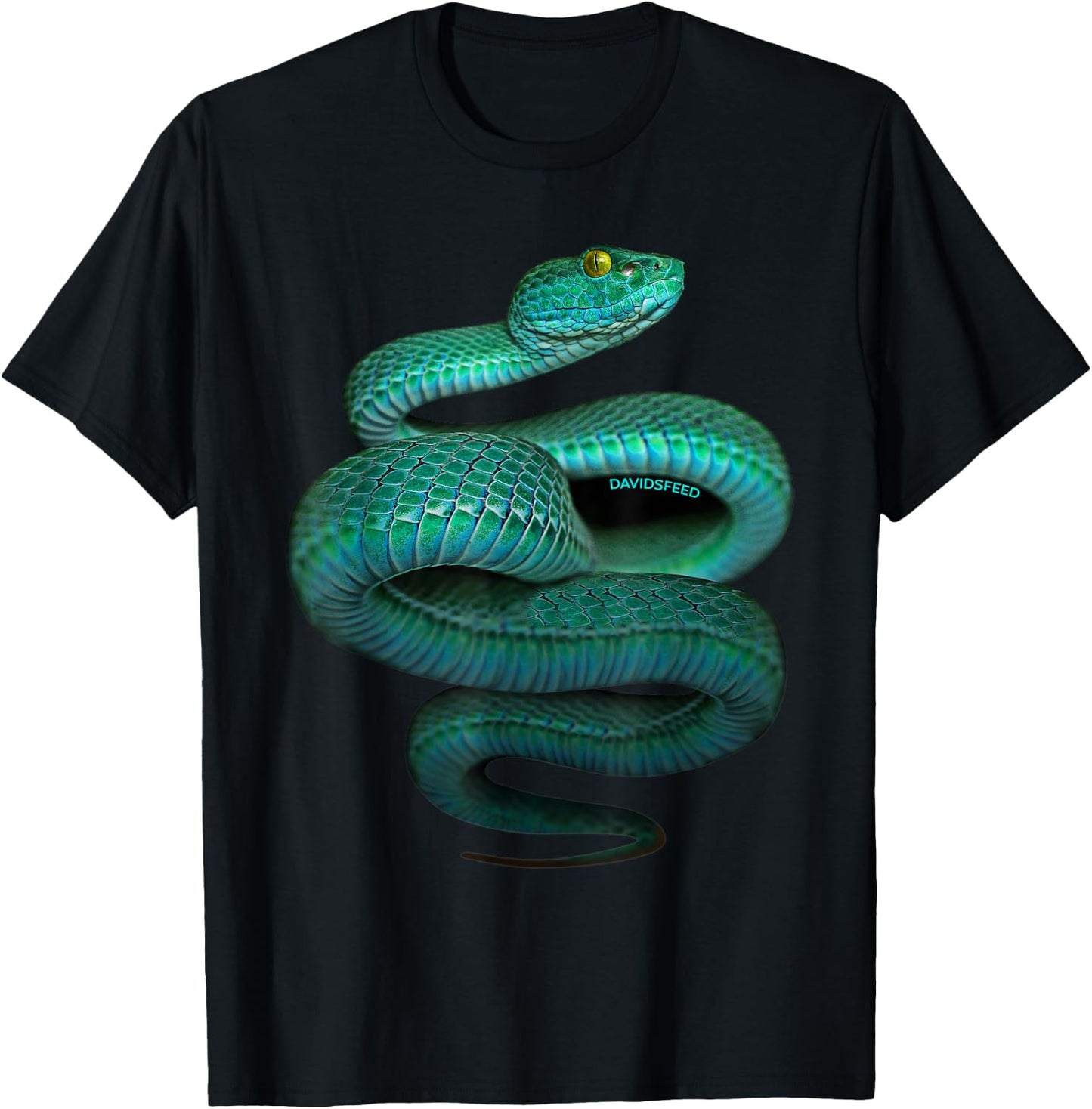 Green Pit Viper | Davidsfeed | Snake, reptile, animal, pet T-Shirt - T-Shirt | Black