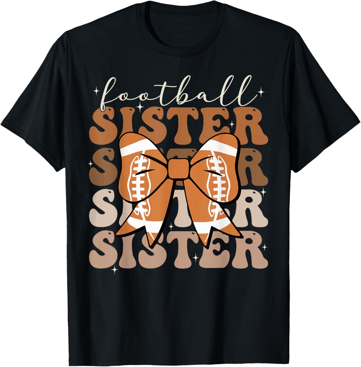 Football Sister Vintage Sport Lover Sister Mothers Da T-Shirt - T-Shirt | Black