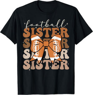Football Sister Vintage Sport Lover Sister Mothers Da T-Shirt - T-Shirt | Black