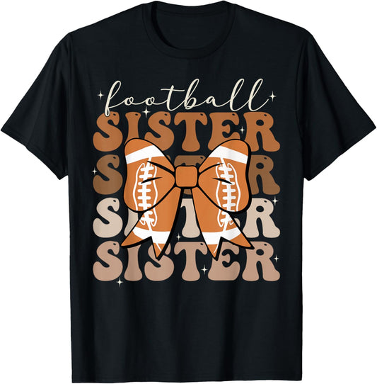 Football Sister Vintage Sport Lover Sister Mothers Da T-Shirt - T-Shirt | Black