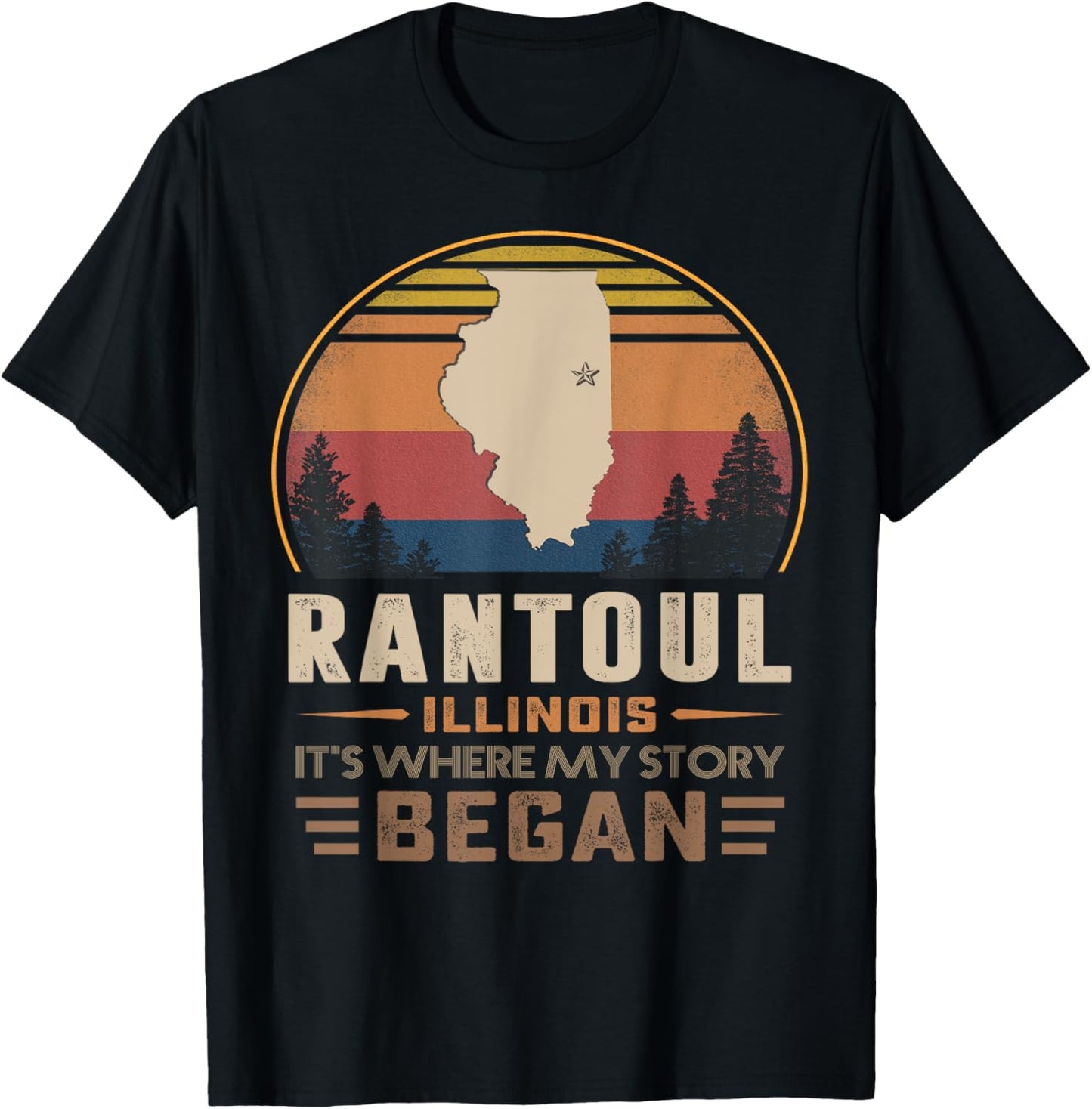 Vintage Rantoul Illinois Hometown My Story Began T-Shirt - T-Shirt | Black