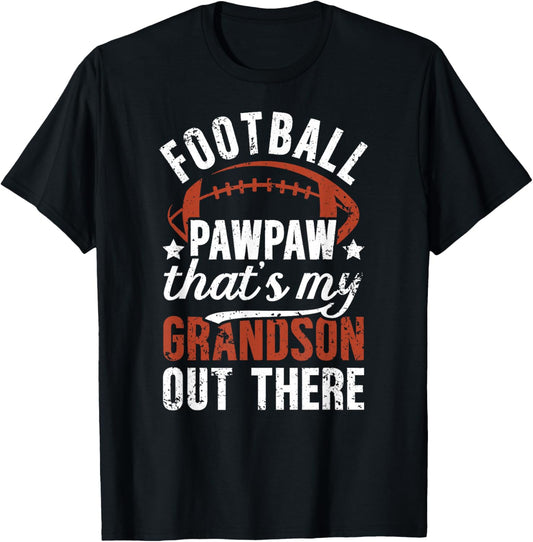 Proud Football Pawpaw Of A Football Player Pawpaw T-Shirt - T-Shirt | Black